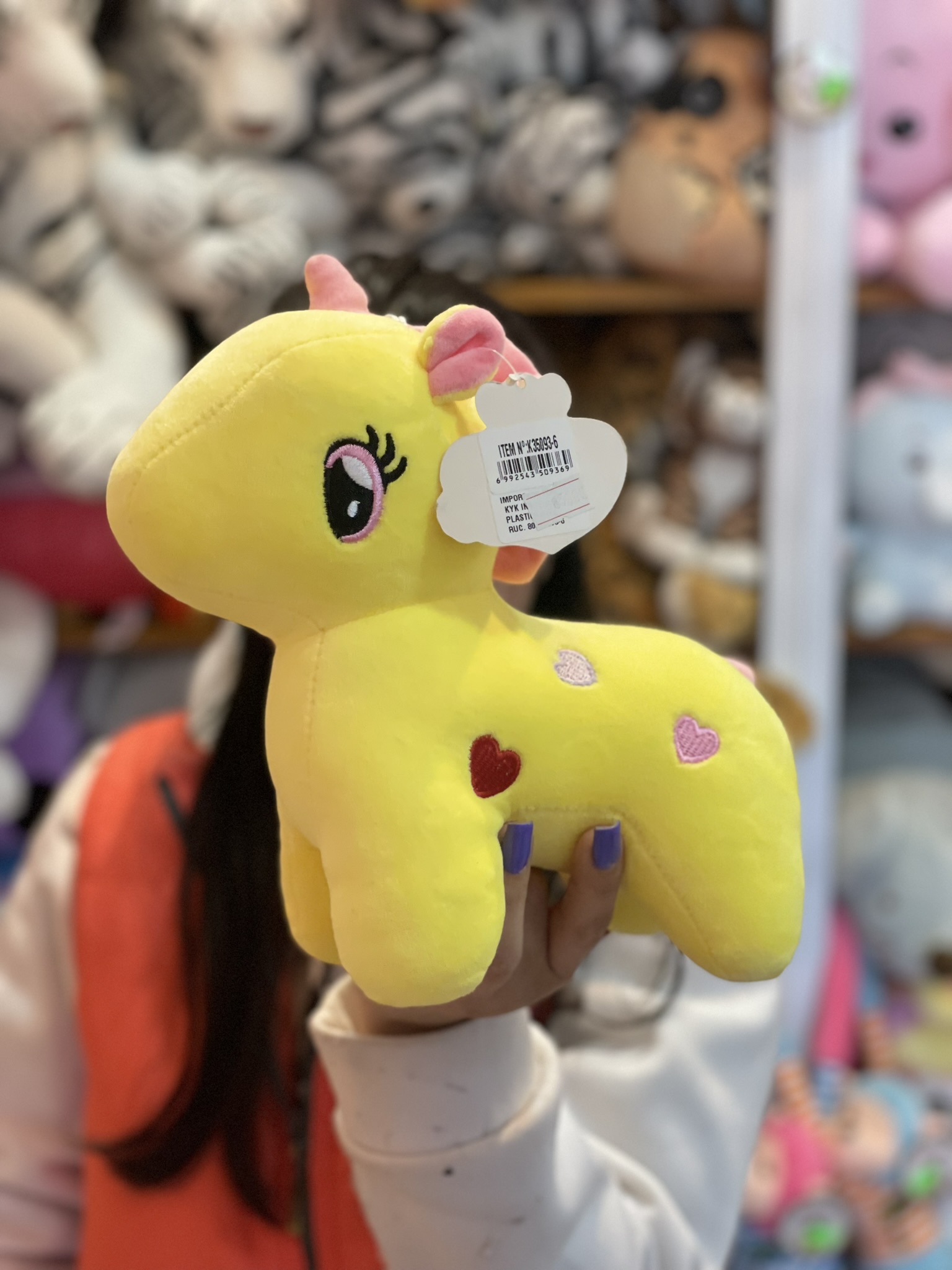 ContiMarket. Peluche unicornio amarillo con corazon 22 24cm